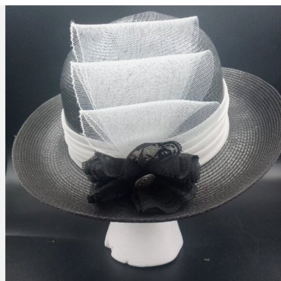 codette | Accessories | Vintage Codette Black W Fancy Bow Straw Hat ...
